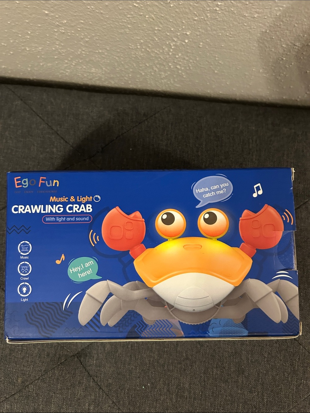 EgoFun Orange & Red Crawling Crab Toy with Light and Sound